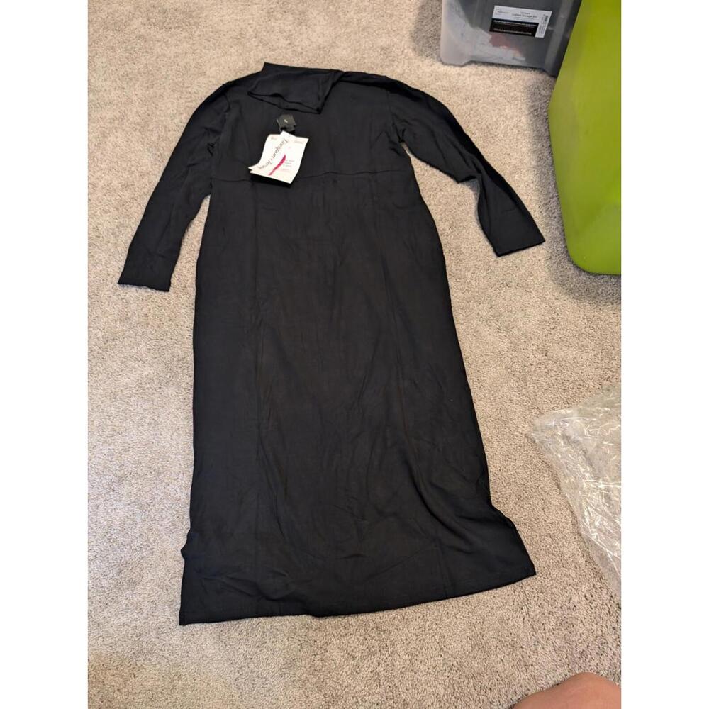 Women with Control Jersey Tummy Control Midi Dress-Black (Sz Medium)